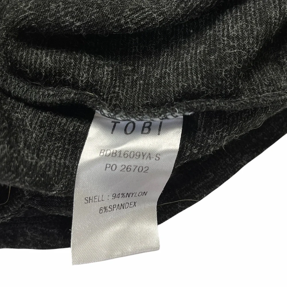 Tobi | Grey Long Sleeve V-Neck Fitted Knit Mini Dress S